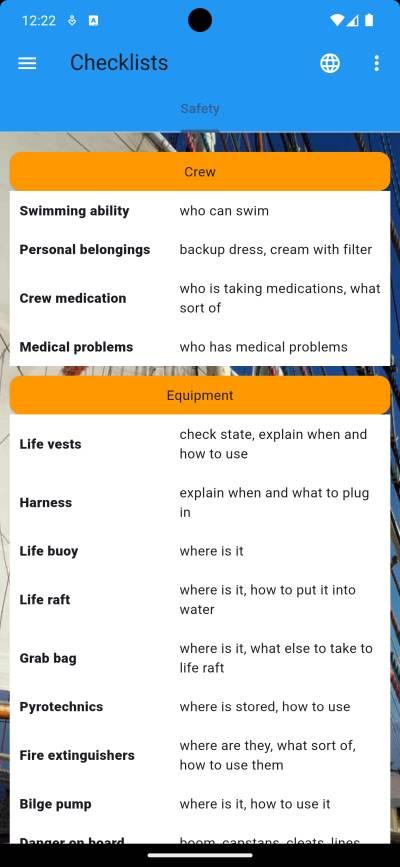 Sailor Toolbox Safety Checklist crew boarding