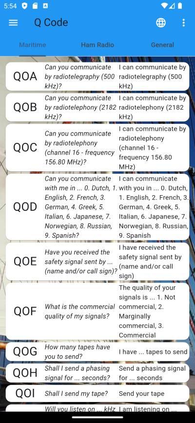 Q Code Maritime